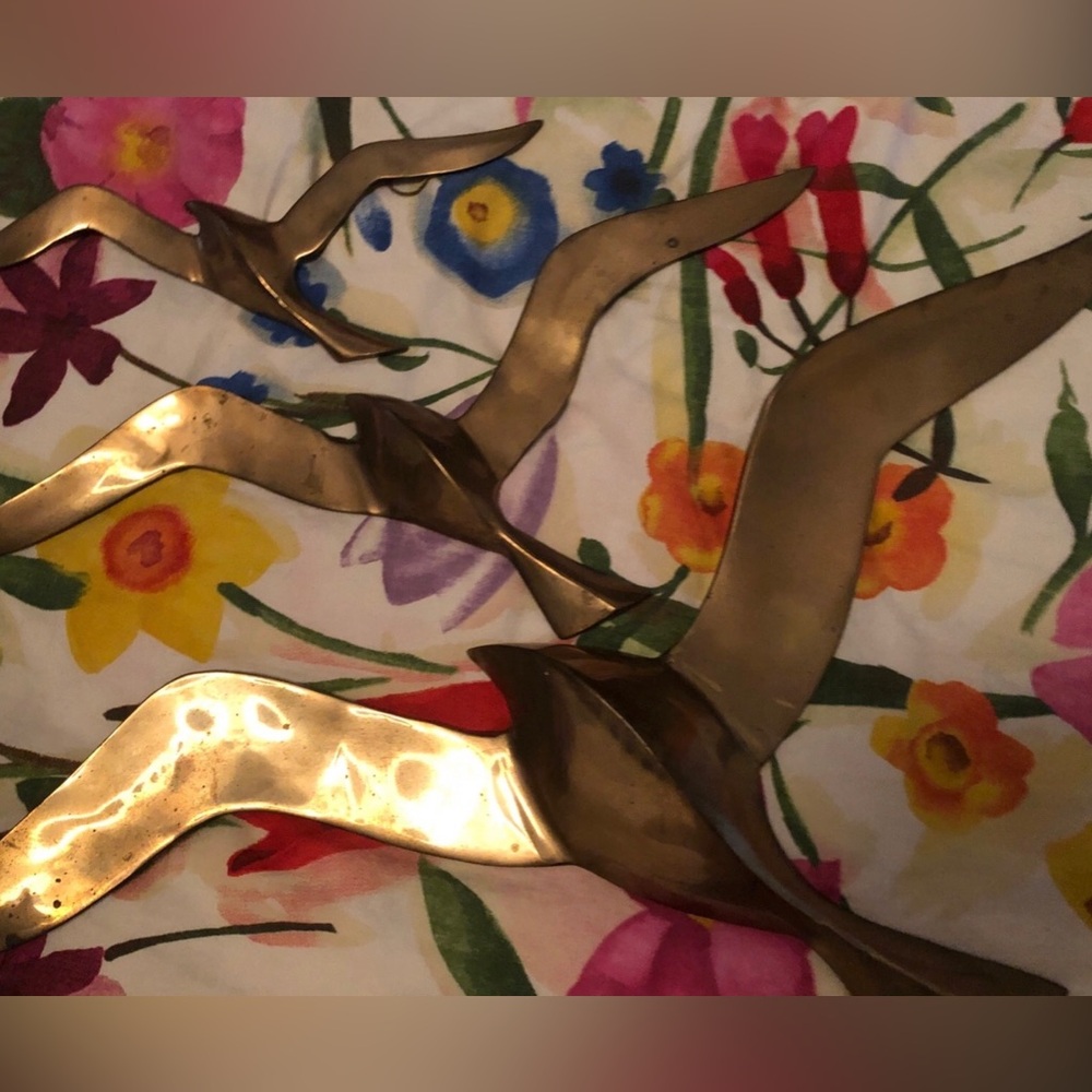 Brass Seagull Wall Decor - Metallic Bronze Bird Accent